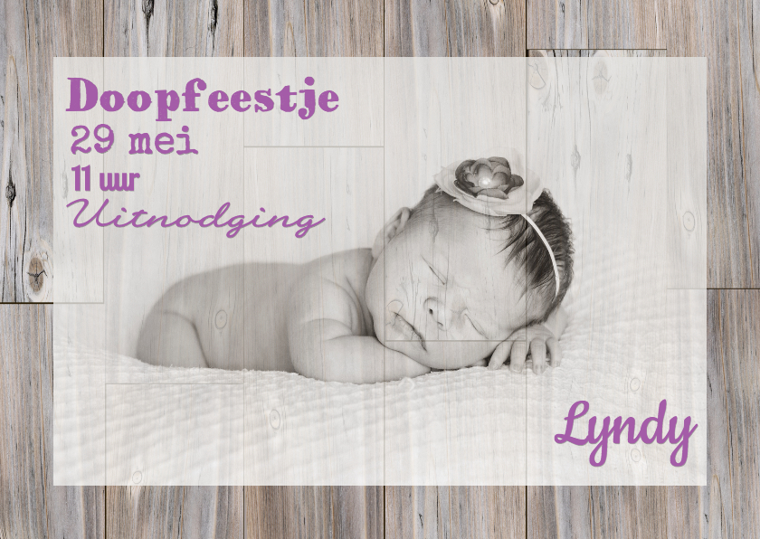Doop foto op hout - Doopkaarten Doopkaarten - Doop foto op hout
