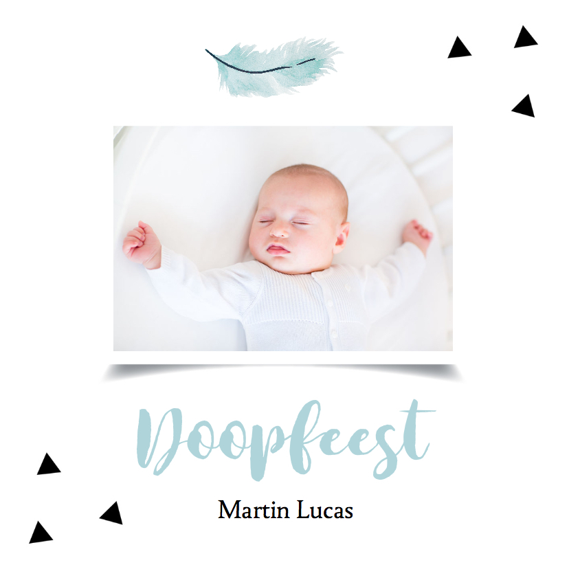 Doopkaart foto driehoekjes jongen - Doopkaarten Doopkaarten - Doopkaart foto driehoekjes jongen