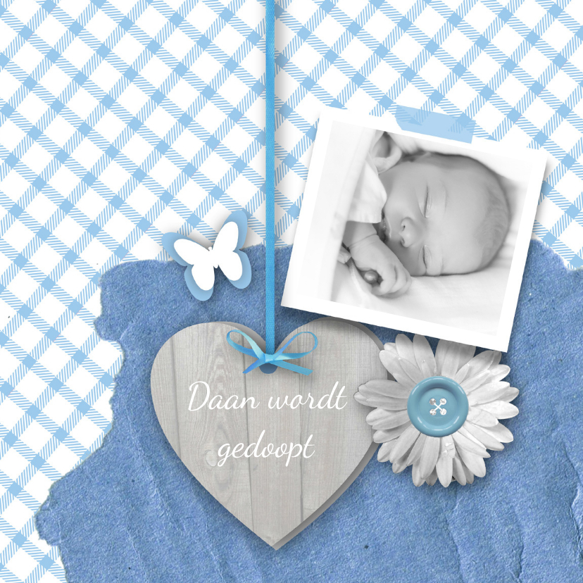 Doopkaarten - Doopkaart jongen foto en hart