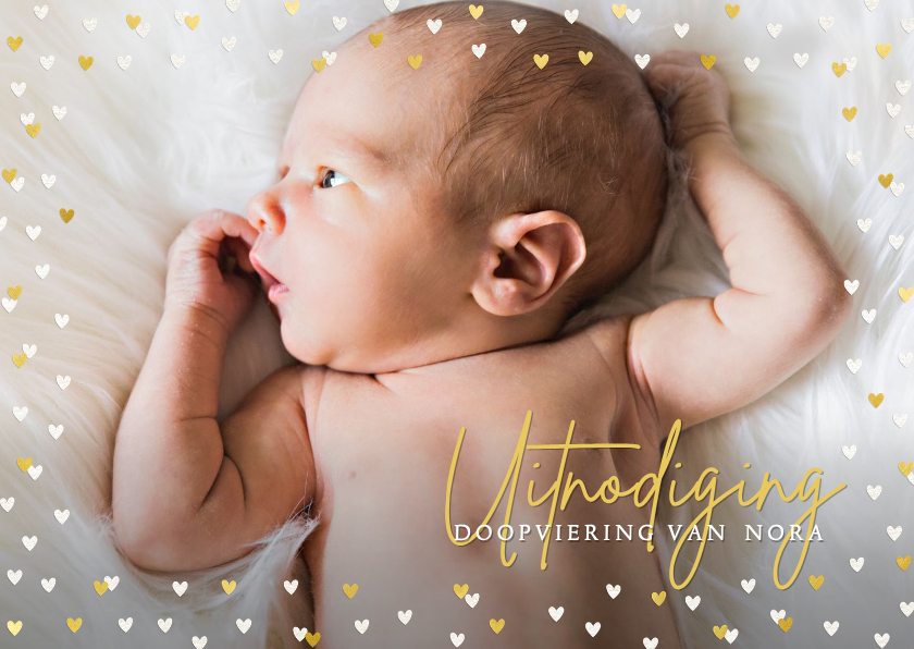 Foto-uitnodiging voor doop met een hart frame - Doopkaarten Doopkaarten - Foto-uitnodiging voor doop met een hart frame