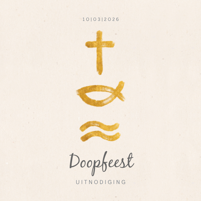 Doopkaarten - Uitnodiging christelijke symbolen voor doopfeest 