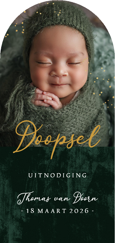 Doopkaarten - Uitnodiging doopsel spetters goudlook foto