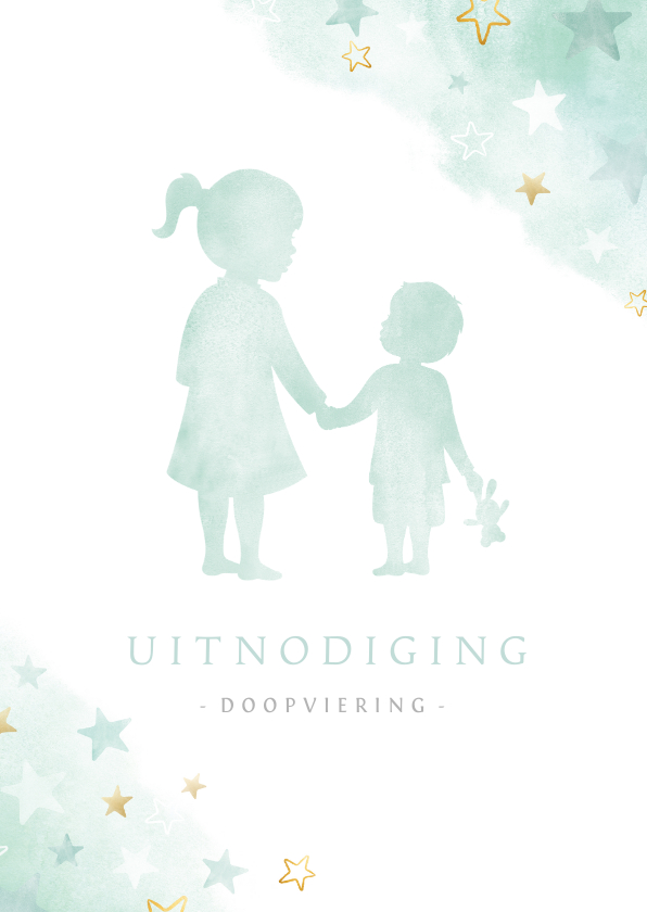 Doopkaarten - Uitnodiging doopviering broertje met zus