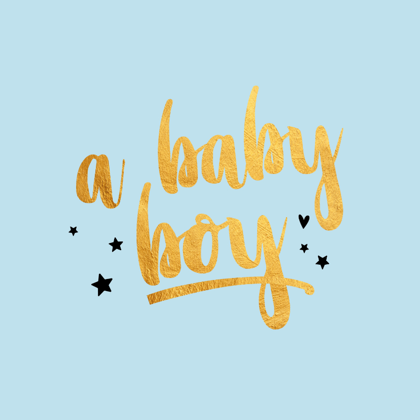 Felicitatiekaarten - A baby boy gold geboorte felicitatiekaartje
