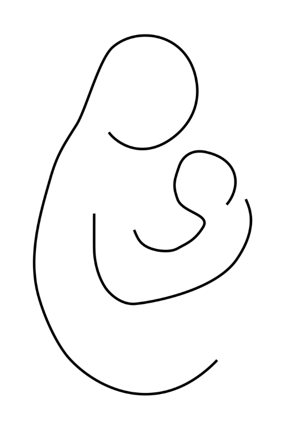 Abstracte lijntekening ouder en baby - Felicitatiekaarten Felicitatiekaarten - Abstracte lijntekening ouder en baby
