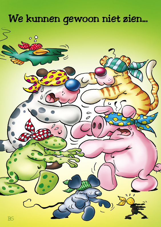 Afscheid geblinddoekte dieren - Felicitatiekaarten Felicitatiekaarten - Afscheid geblinddoekte dieren