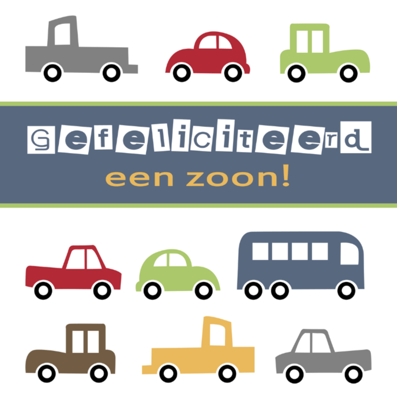auto een zoon - Felicitatiekaarten Felicitatiekaarten - auto een zoon