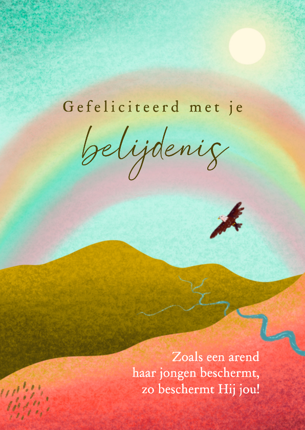 Felicitatiekaarten - Belijdenis kaart met arend en regenboog