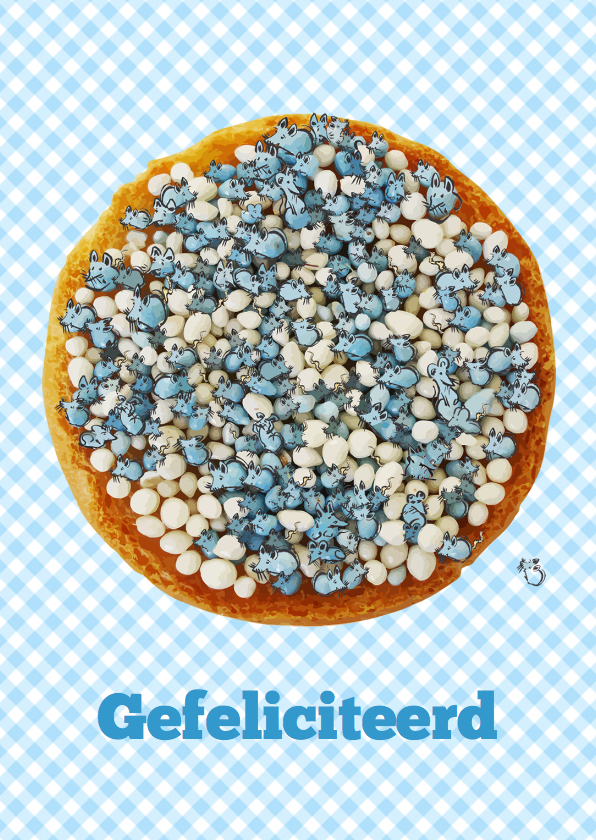 Beschuit met echte muisjes jongen - Felicitatiekaarten Felicitatiekaarten - Beschuit met echte muisjes jongen