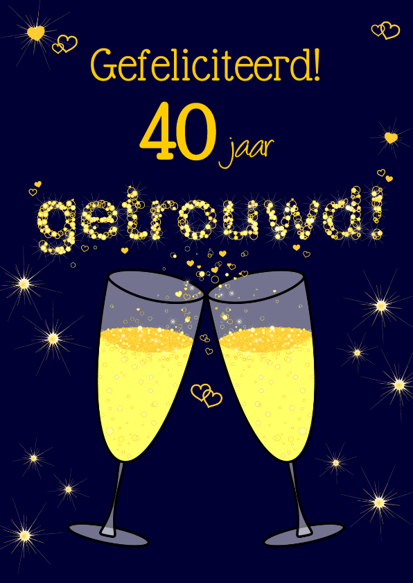 Felicitatiekaarten - Champagne Proost XX jaar getrouwd