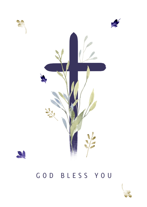 Felicitatiekaarten - Christelijke kaart kruis met twijgjes