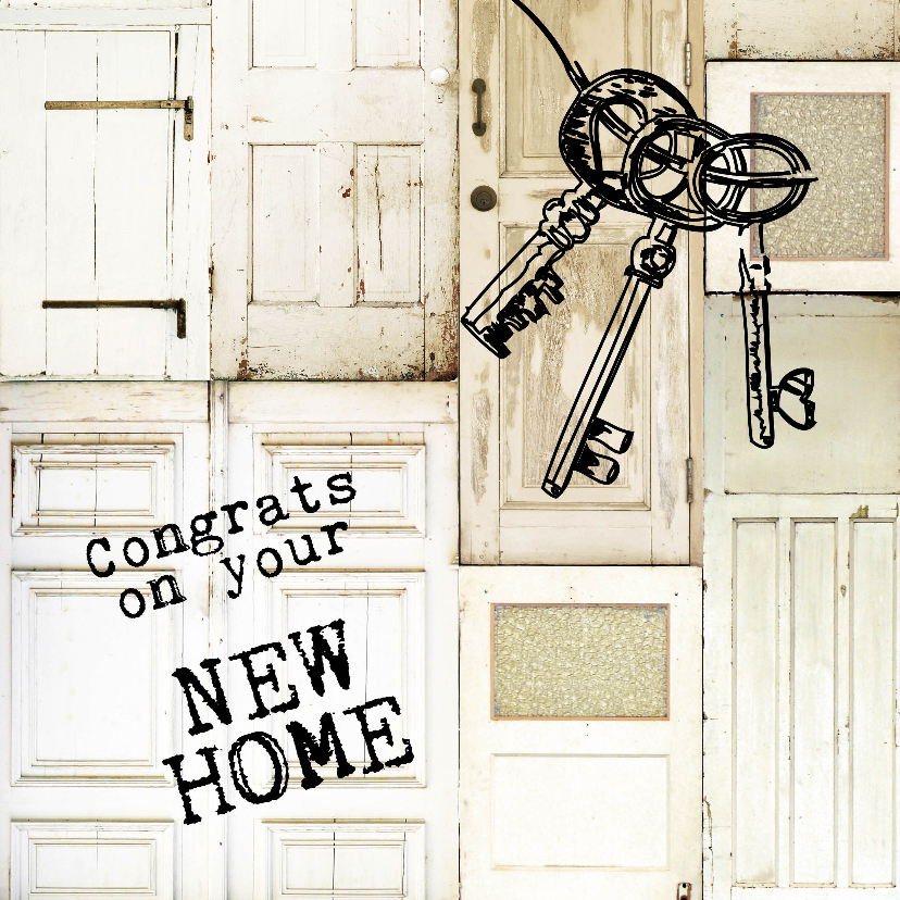 Felicitatiekaarten - Congrats on your new home felicitatiekaart deuren sleutel