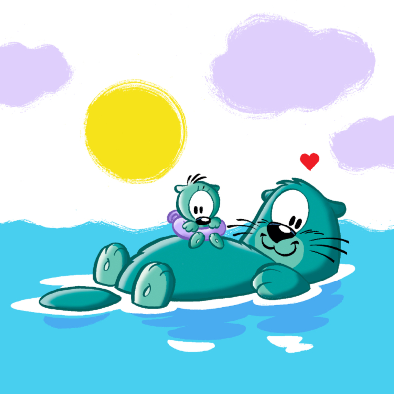 Diertjes - otter jongen - Felicitatiekaarten Felicitatiekaarten - Diertjes - otter jongen