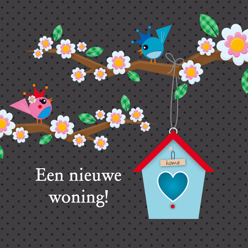 Een nieuwe woning antraciet - Felicitatiekaarten Felicitatiekaarten - Een nieuwe woning antraciet