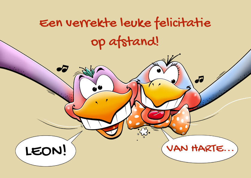 Felicitatiekaarten - Een verrekte grappige kaart met felicitatie op afstand