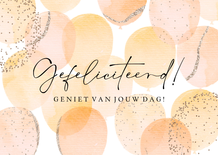 Feestelijke felicitatiekaart met ballonnen en goud - Felicitatiekaarten Felicitatiekaarten - Feestelijke felicitatiekaart met ballonnen en goud
