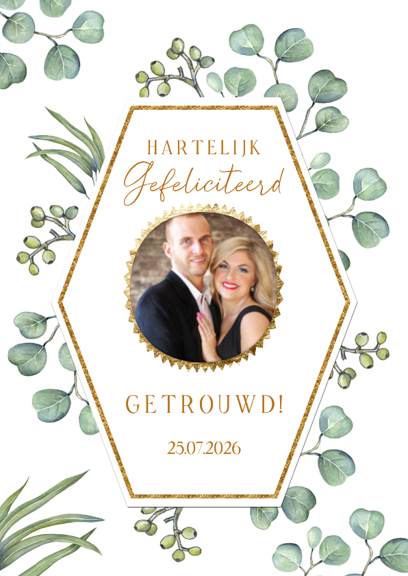 Felicitatiekaarten - Feliciatiekaarthuwelijk euqalyptusblad