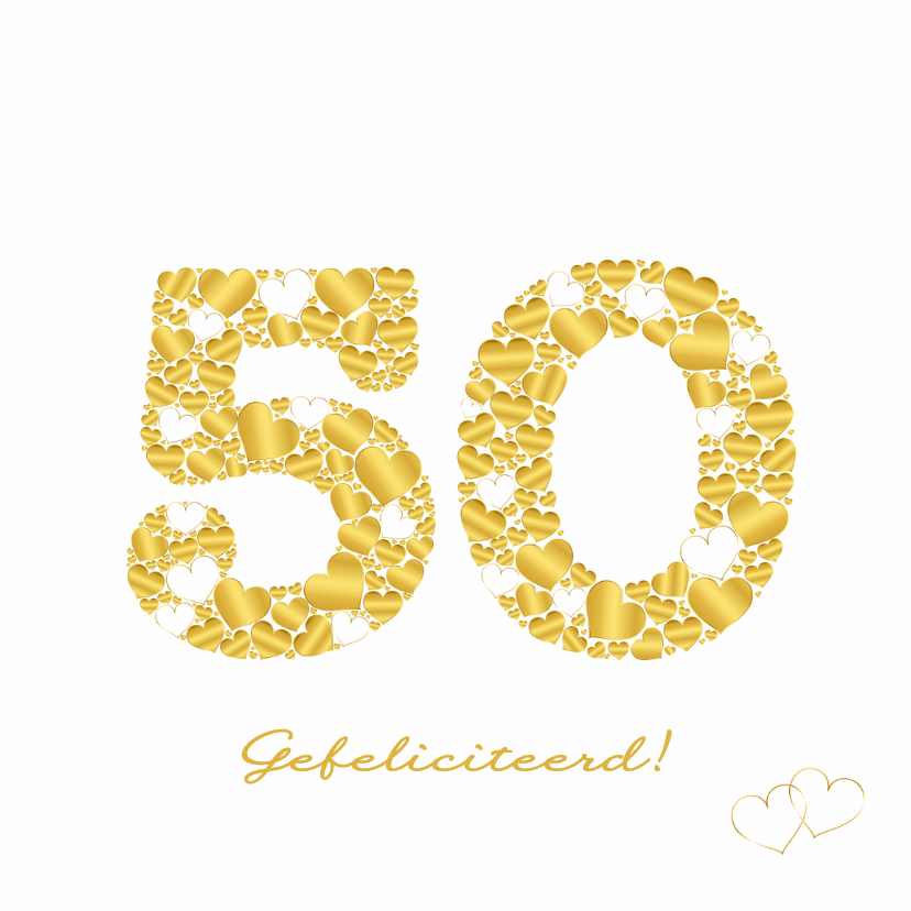 Felicitatie 50 hartjes sierlijk - Felicitatiekaarten Felicitatiekaarten - Felicitatie 50 hartjes sierlijk