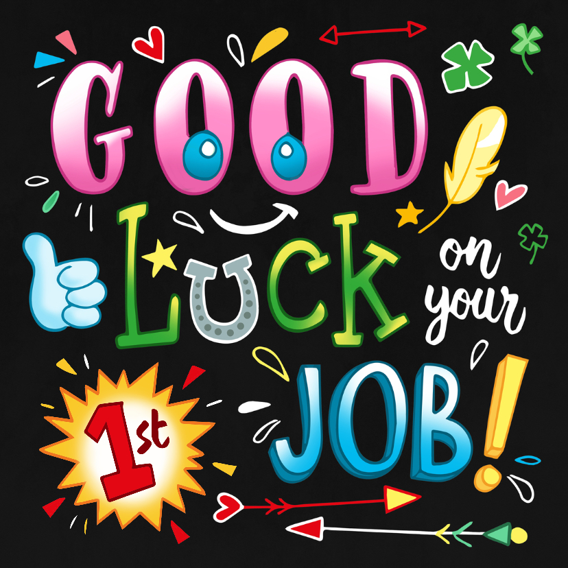 Felicitatie Baan schoolbord doodles - first Job - Felicitatiekaarten Felicitatiekaarten - Felicitatie Baan schoolbord doodles - first Job