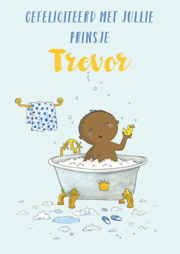 Felicitatie baby schuimbadje jongen - Felicitatiekaarten Felicitatiekaarten - Felicitatie baby schuimbadje jongen