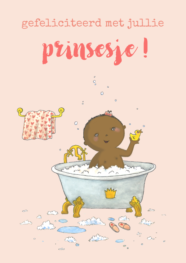 Felicitatie baby schuimbadje meisje - Felicitatiekaarten Felicitatiekaarten - Felicitatie baby schuimbadje meisje