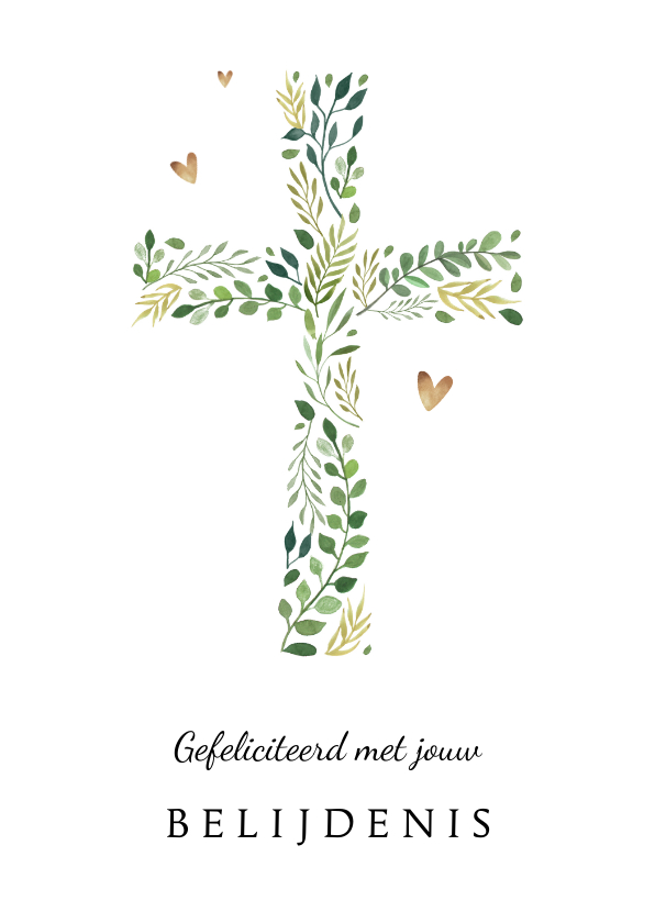 Felicitatiekaarten - Felicitatie belijdenis met botanisch kruis