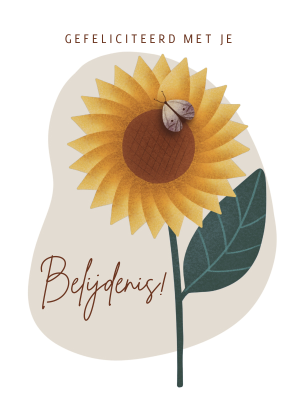 Felicitatie belijdenis met zonnebloem vlinder bijbeltekst - Felicitatiekaarten Felicitatiekaarten - Felicitatie belijdenis met zonnebloem vlinder bijbeltekst