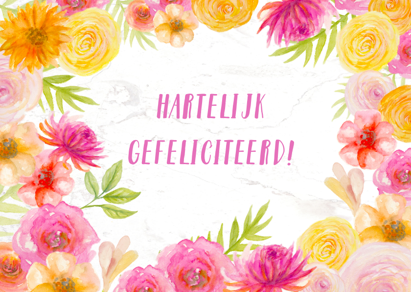 Felicitatie bloemen in aquarel - Felicitatiekaarten Felicitatiekaarten - Felicitatie bloemen in aquarel