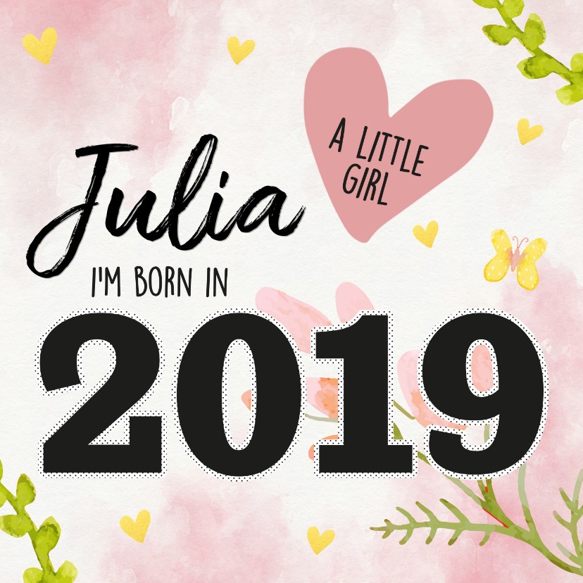 Felicitatie - born in 2019 (meisje) - Felicitatiekaarten Felicitatiekaarten - Felicitatie - born in 2019 (meisje)