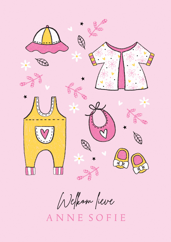 Felicitatiekaarten - Felicitatie dochter babykleertjes