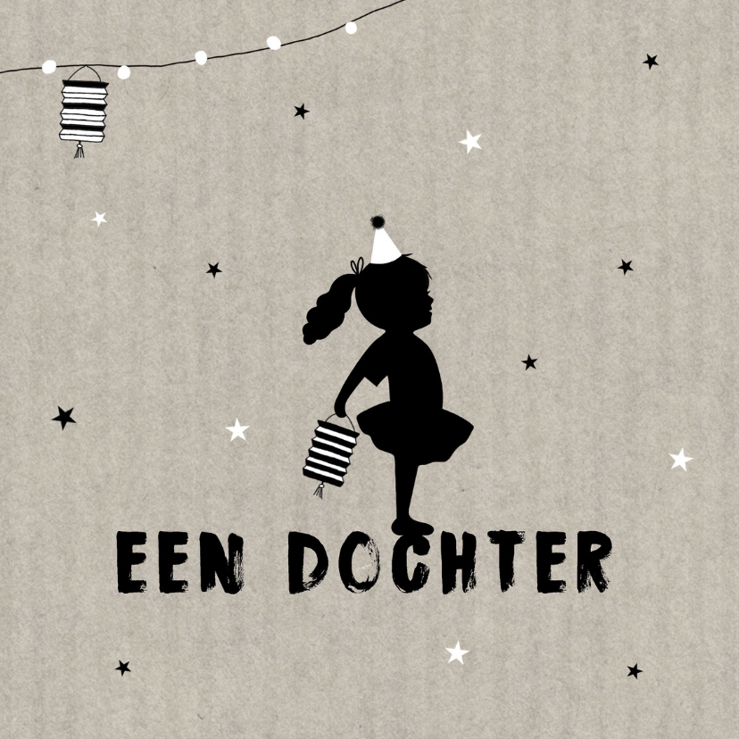 Felicitatie dochter silhouet lampion - MW - Felicitatiekaarten Felicitatiekaarten - Felicitatie dochter silhouet lampion - MW