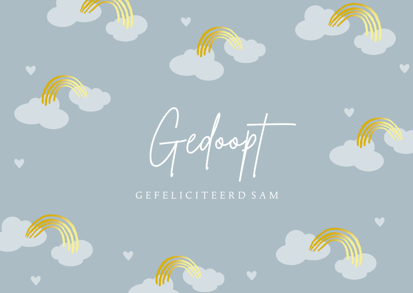 Felicitatiekaarten - Felicitatie doopsel wolkjes met regenboog