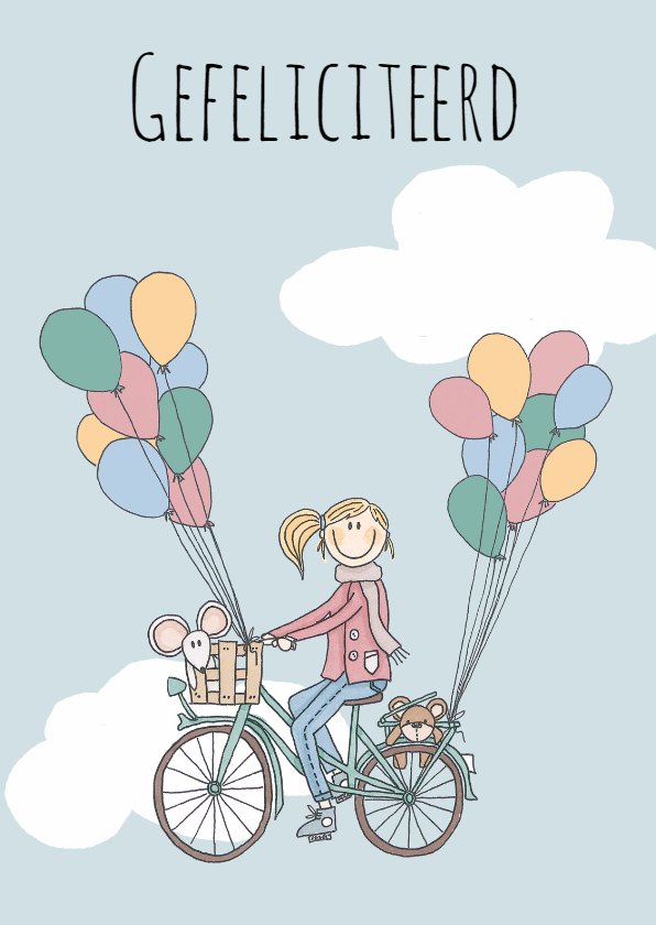 Felicitatiekaarten - Felicitatie Fiets Ballon - LFZ