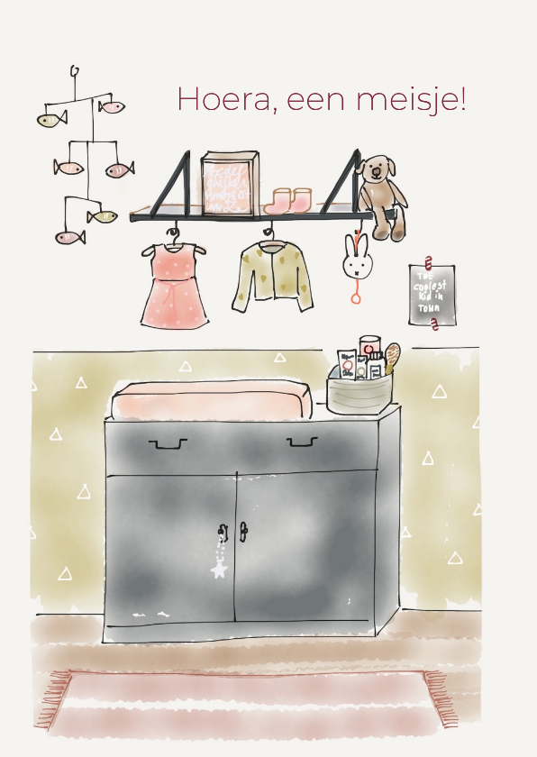 Felicitatiekaarten - Felicitatie geboorte Babykamer Meisje