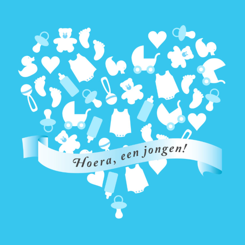 Felicitatie geboorte hart blauw - Felicitatiekaarten Felicitatiekaarten - Felicitatie geboorte hart blauw