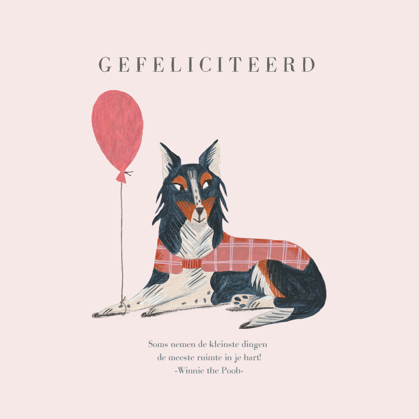 Felicitatiekaarten - Felicitatie geboorte hond met ballon