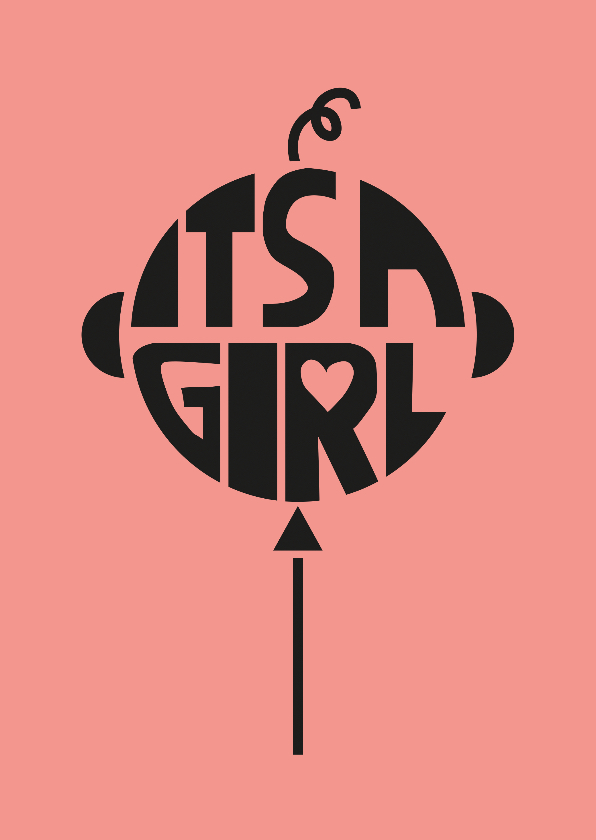 Felicitatie geboorte It's a girl ballon - Felicitatiekaarten Felicitatiekaarten - Felicitatie geboorte It's a girl ballon