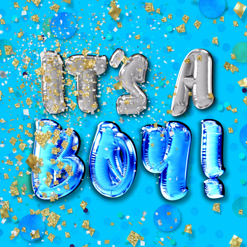 Felicitatie geboorte jongen - confetti - Felicitatiekaarten Felicitatiekaarten - Felicitatie geboorte jongen - confetti