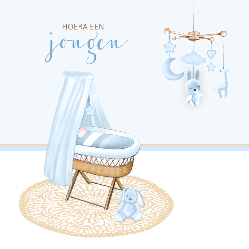 Felicitatiekaarten - Felicitatie geboorte jongen wiegje baby