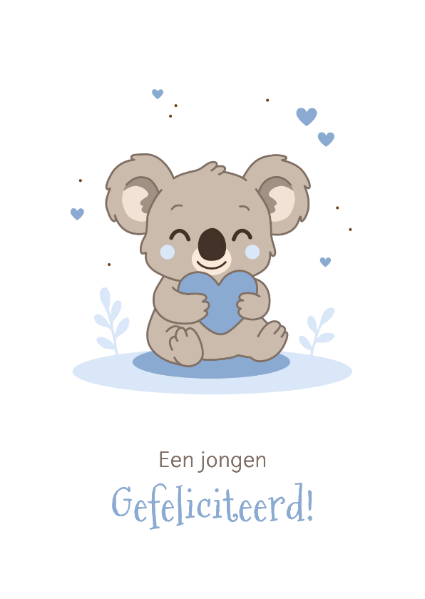 Felicitatie geboorte koala met groot hart - Felicitatiekaarten Felicitatiekaarten - Felicitatie geboorte koala met groot hart