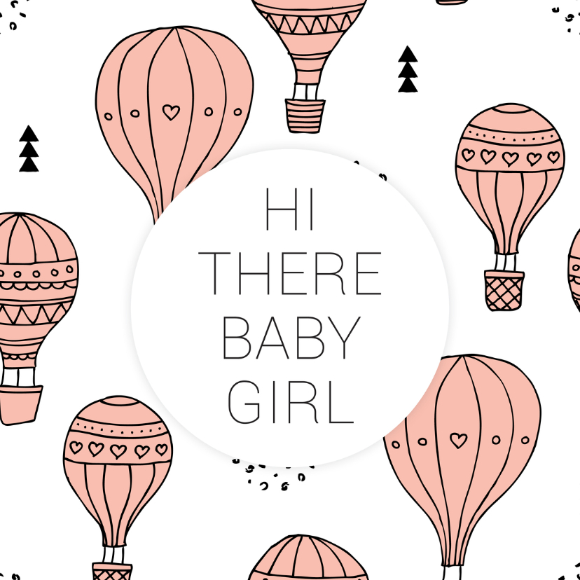 Felicitatie geboorte luchtballon girl - Felicitatiekaarten Felicitatiekaarten - Felicitatie geboorte luchtballon girl