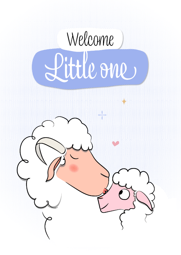 Felicitatiekaarten - Felicitatie geboorte met schaapje en lam in pastel kleuren