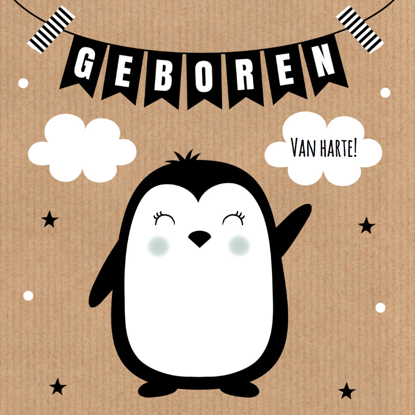 Felicitatie geboorte pinguïn kraft - Felicitatiekaarten Felicitatiekaarten - Felicitatie geboorte pinguïn kraft