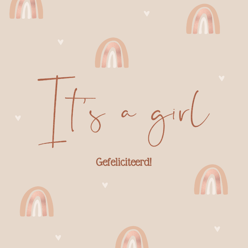 Felicitatie geboorte regenboog roségoudlook - Felicitatiekaarten Felicitatiekaarten - Felicitatie geboorte regenboog roségoudlook