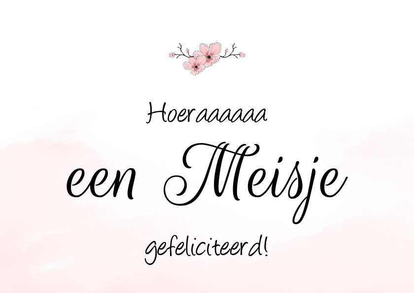Felicitatie Geboorte roze bloem - Felicitatiekaarten Felicitatiekaarten - Felicitatie Geboorte roze bloem