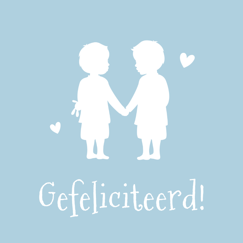 Felicitatiekaarten - Felicitatie geboorte tweeling - silhouet  van 2 jongens 