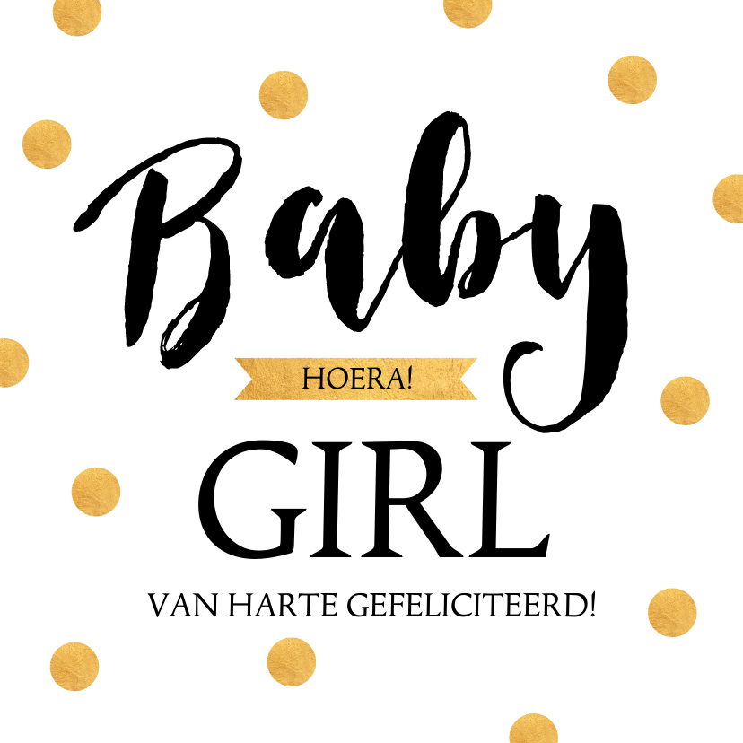Felicitatie geboorte typografie gouden stippen - Felicitatiekaarten Felicitatiekaarten - Felicitatie geboorte typografie gouden stippen