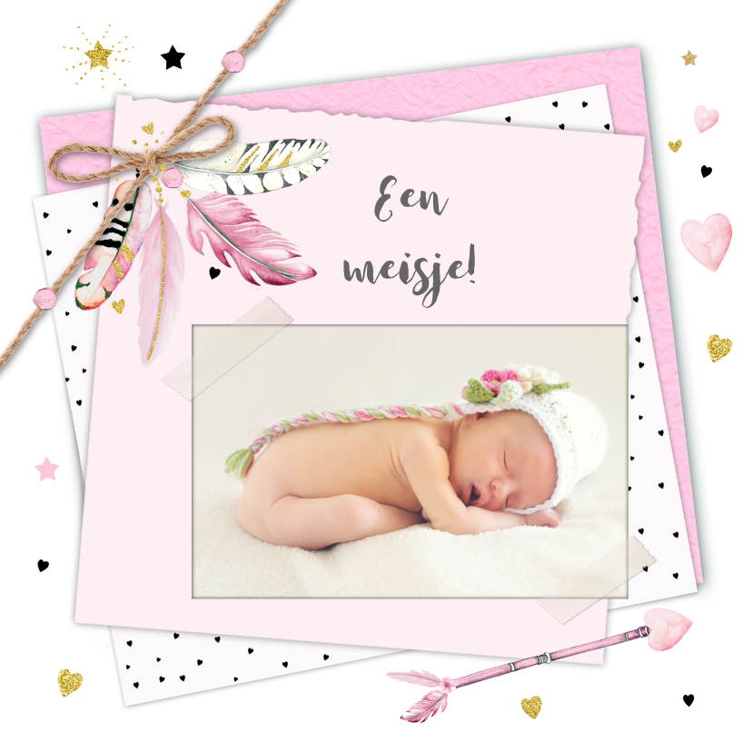 Felicitatie geboorte veren papier - Felicitatiekaarten Felicitatiekaarten - Felicitatie geboorte veren papier