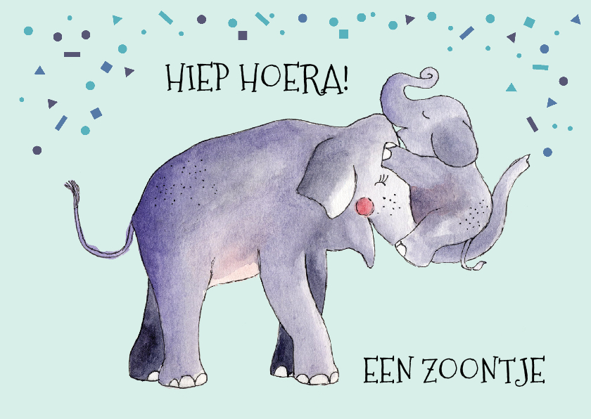 Felicitatiekaarten - Felicitatie geboorte zoon illustratie olifant