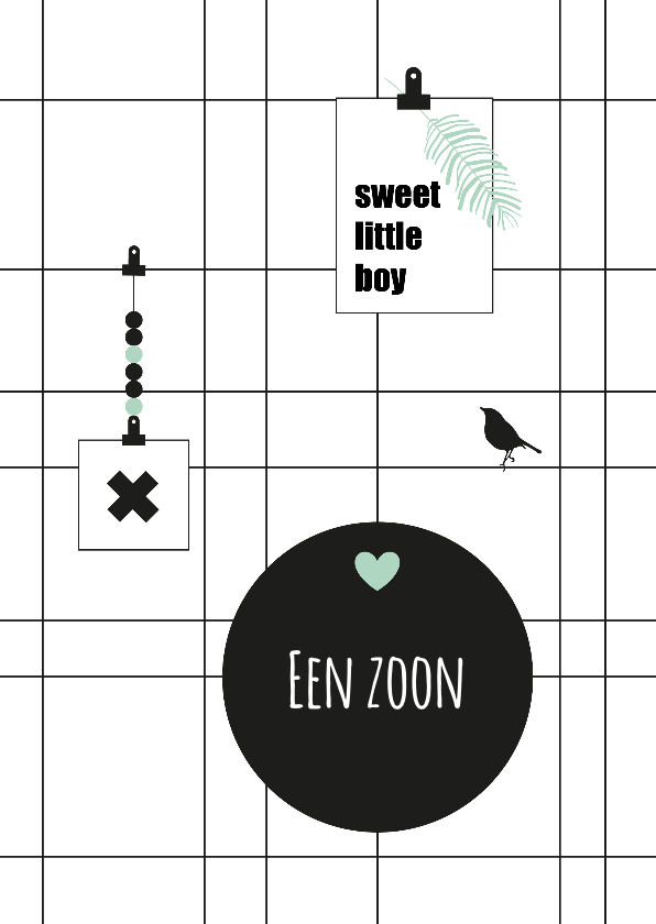 Felicitatie - Geometrisch zwart wit, jongen - Felicitatiekaarten Felicitatiekaarten - Felicitatie - Geometrisch zwart wit, jongen